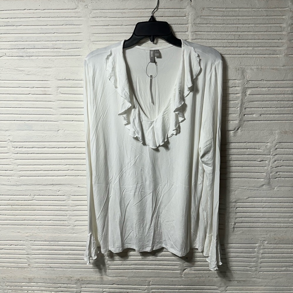 ASOS Maternity White‎ Ruffle Long Sleeve Blouse Ruffle Cuffs Size 16